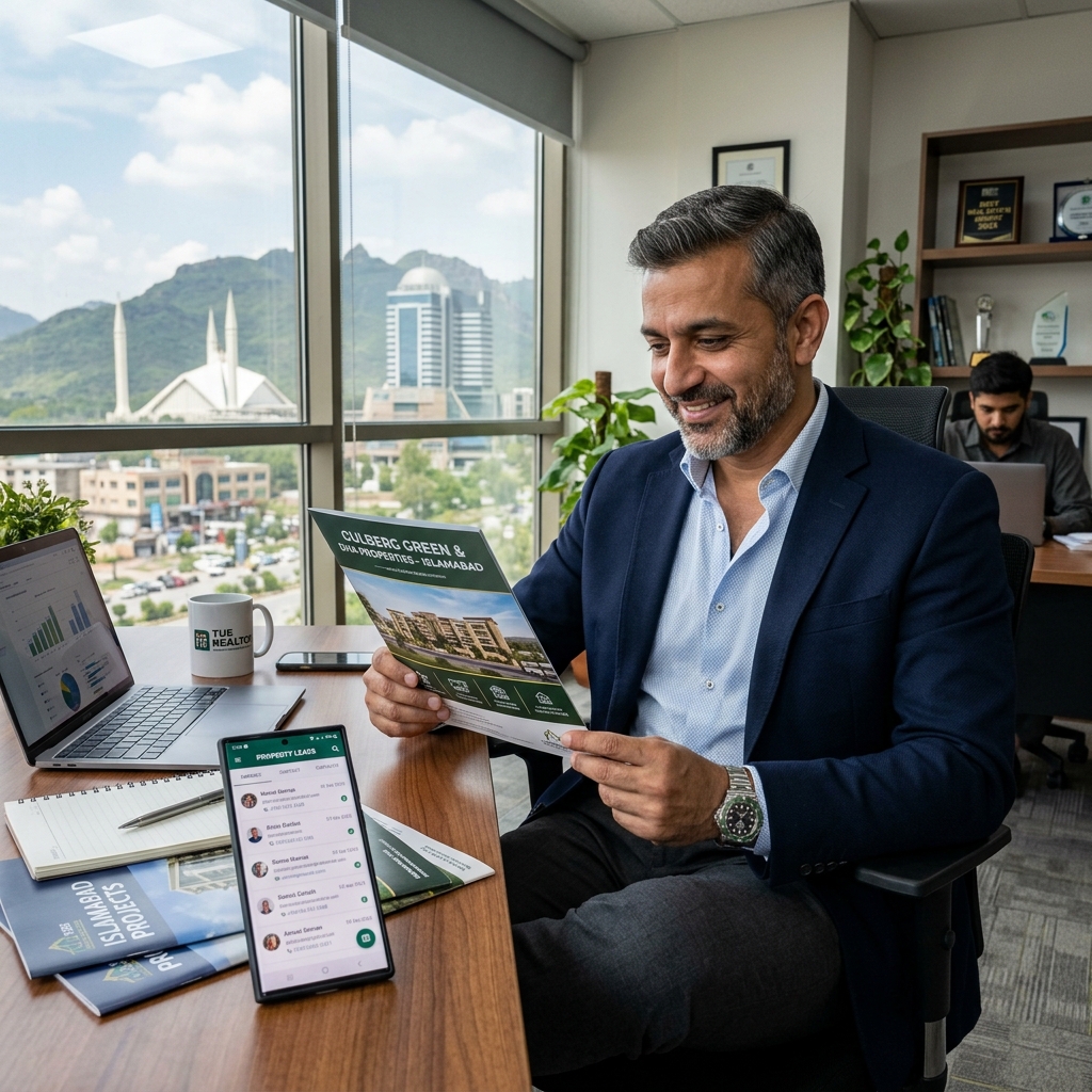 Real estate developer reviewing property leads in Rawalpindi